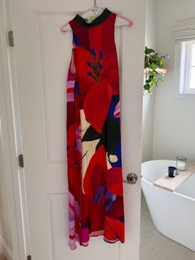 Farm Rio for Anthropologie Satin Floral Dress